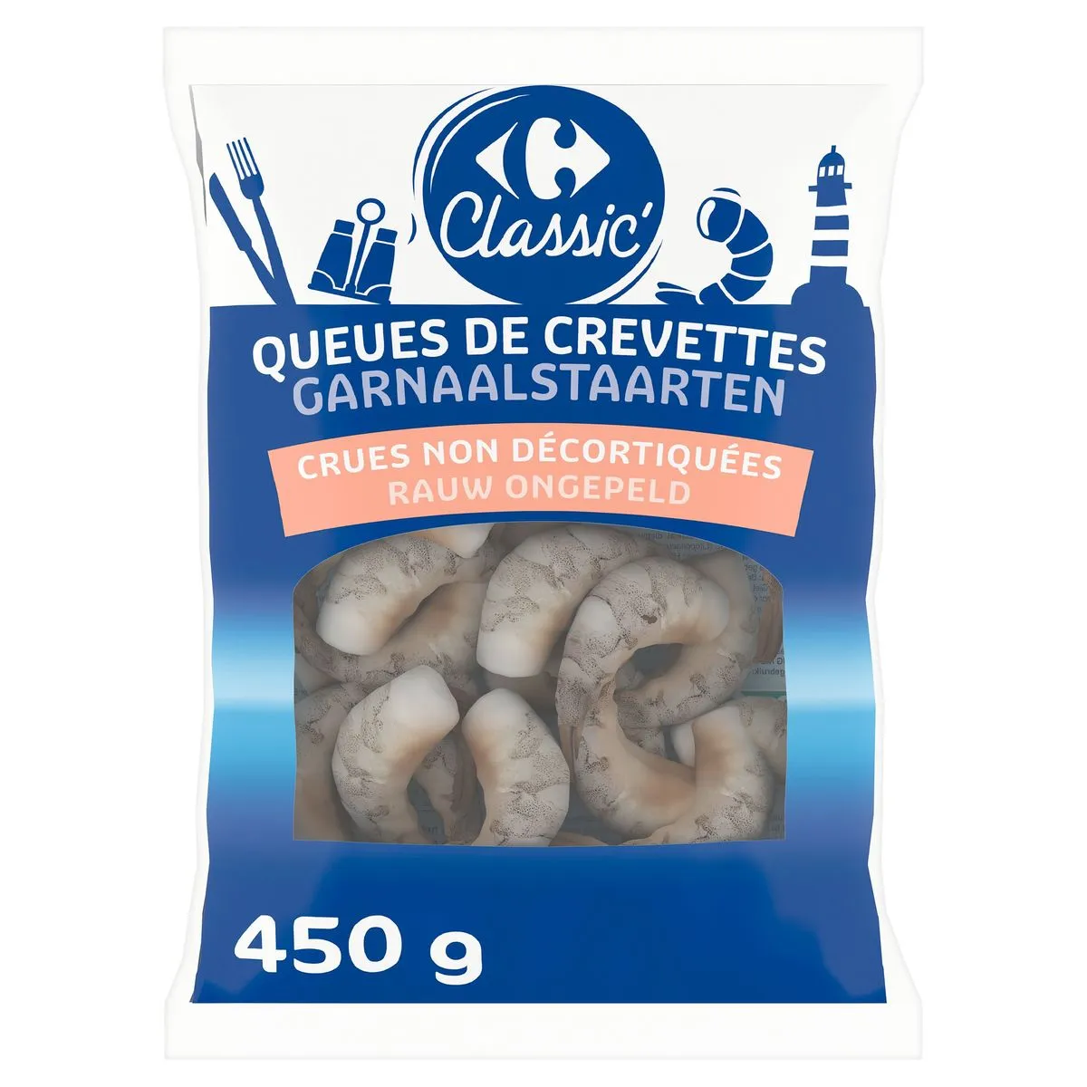 Classic Garnaalstaarten Rauw Ongepeld 450 g Carrefour België