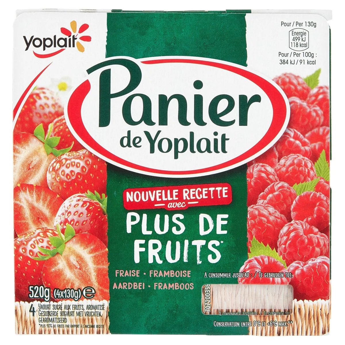 Aardbei Framboos 4 x 130 g Carrefour België