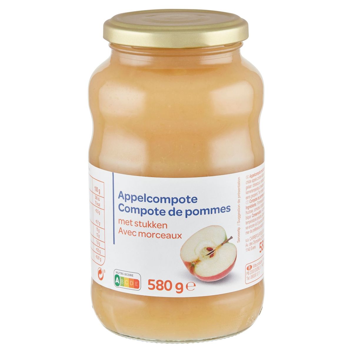 Carrefour Compote de Pommes avec Morceaux 580 g
