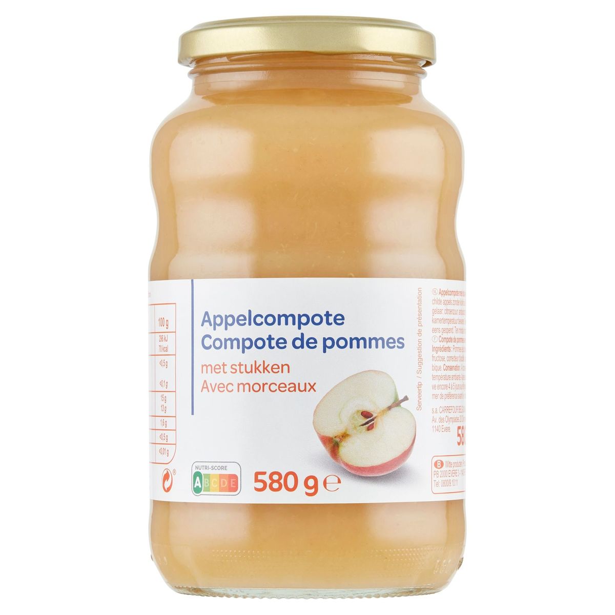 Compote de Pommes avec Morceaux 580 g Carrefour Site