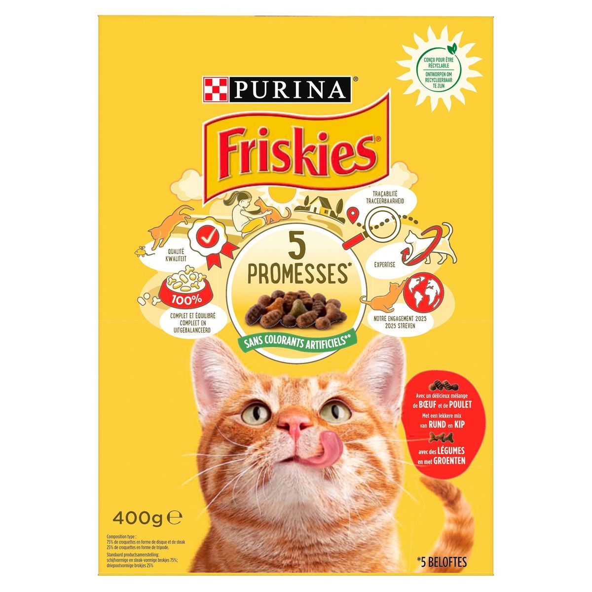 Friskies 5 Promesses met een Lekkere Mix van Rund en Kip en met Groenten 400 g