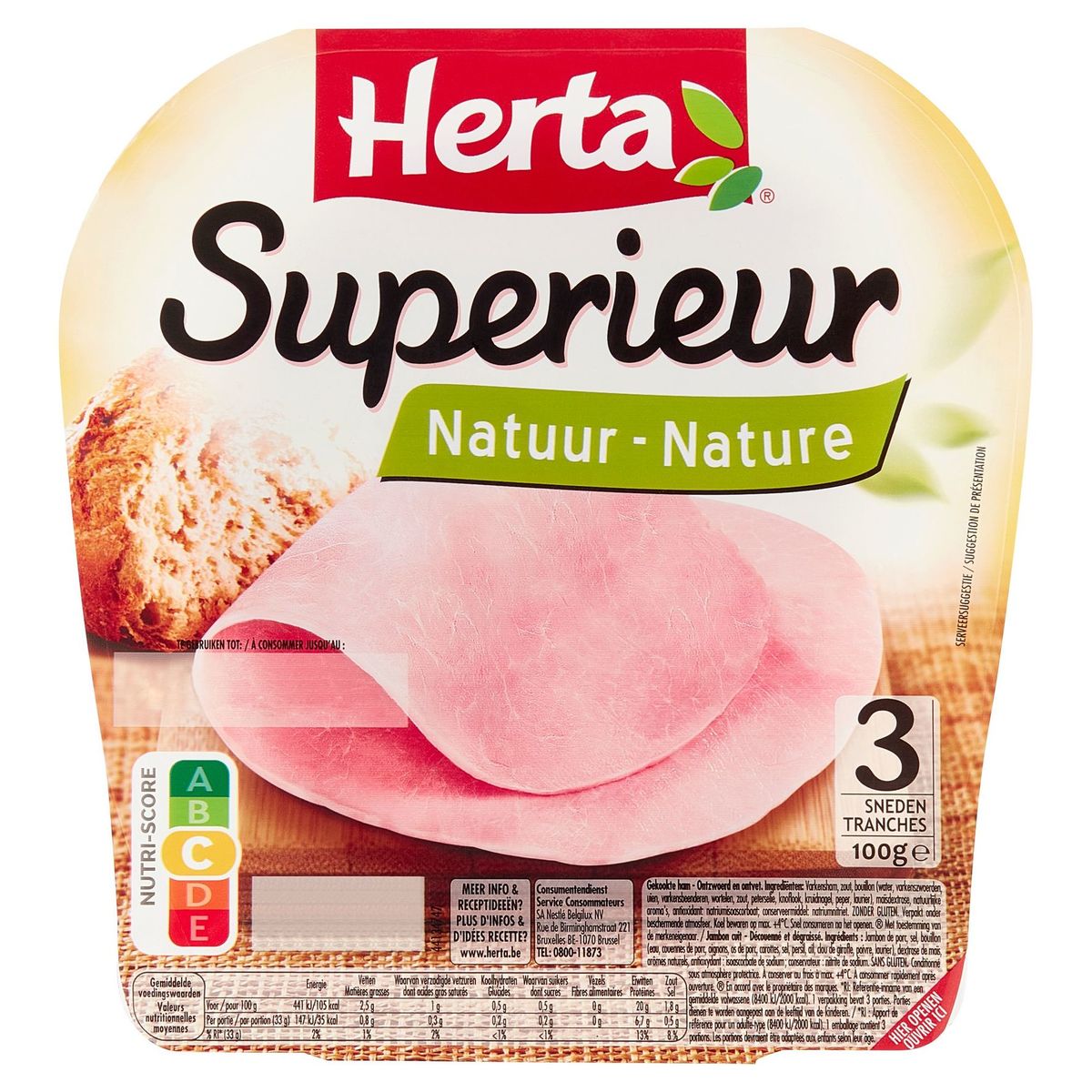 Herta Superieur Nature 3 Tranches 100 g