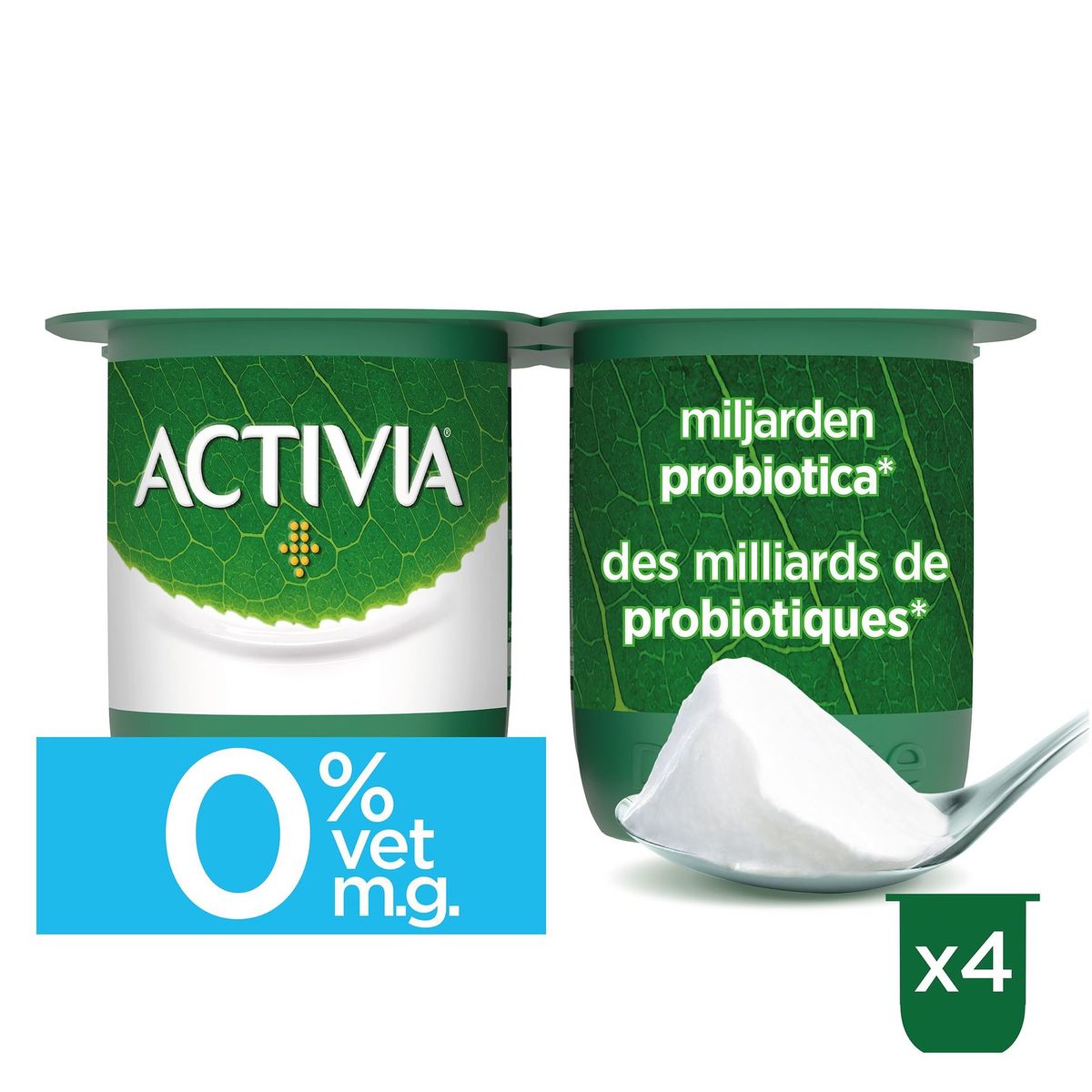 Activia Yaourt Nature 0% avec Probiotiques 4 x 125 g