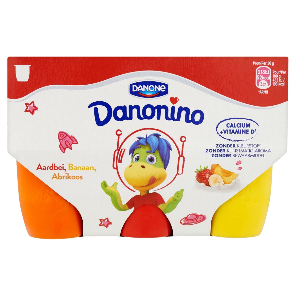 Danonino Verse Kaas Aardbei, Banaan & Abrikoos Mini Kinderen 12 x 50 g