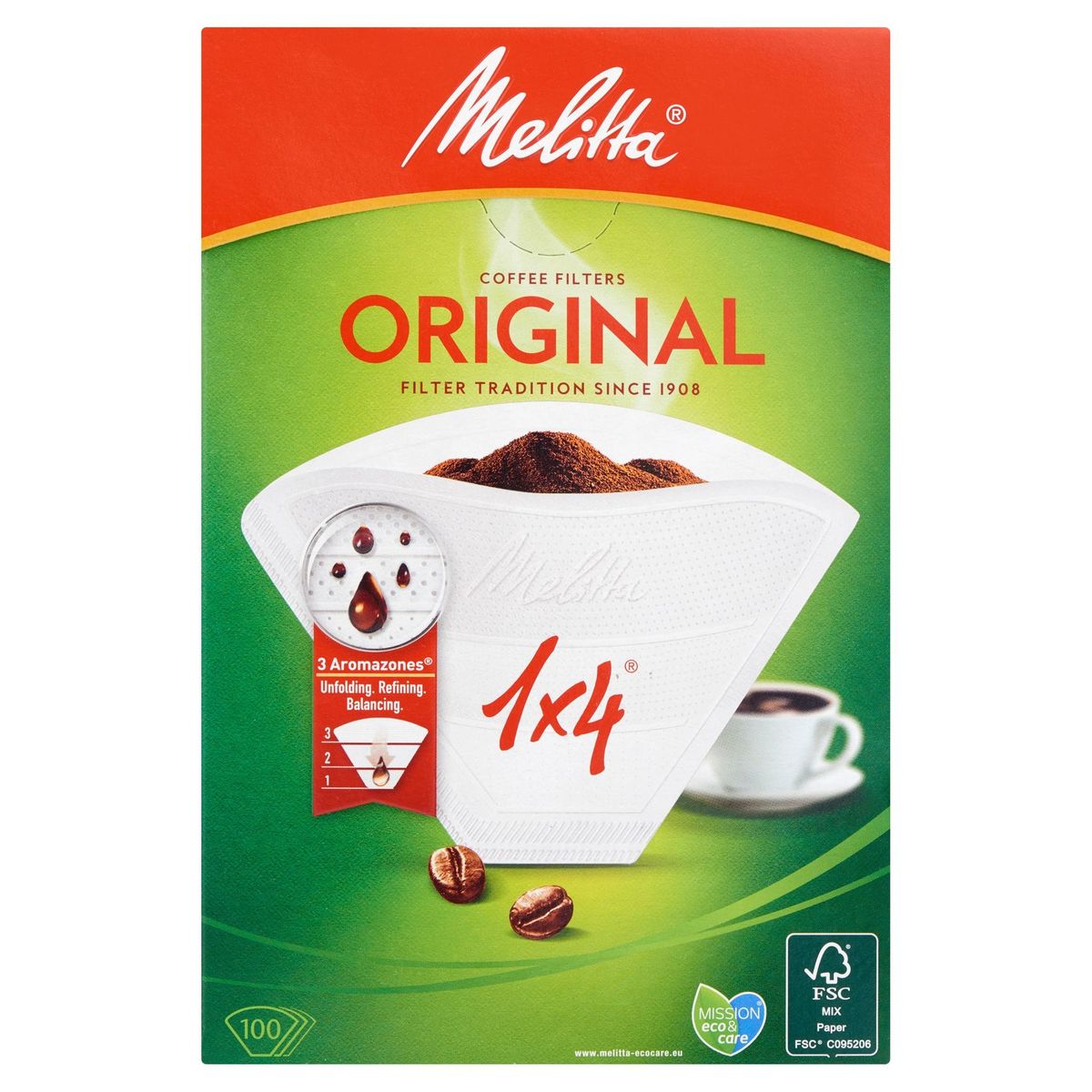 Melitta 1 x 4 Original Coffee Filters 100 Pièces