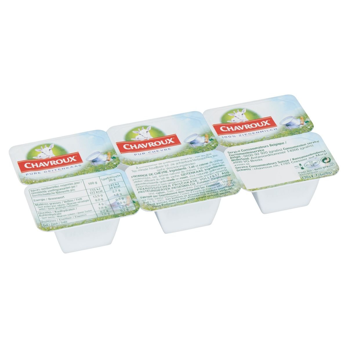 Chavroux Portions Pur Chèvre Nature 6 x 20 g
