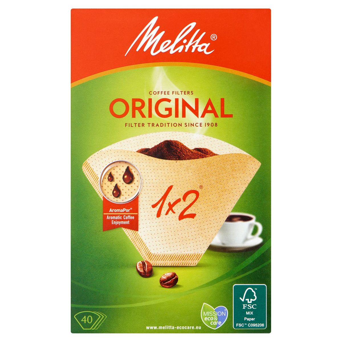 Melitta 1 x 2 Original Filtres à Café 40 Pièces