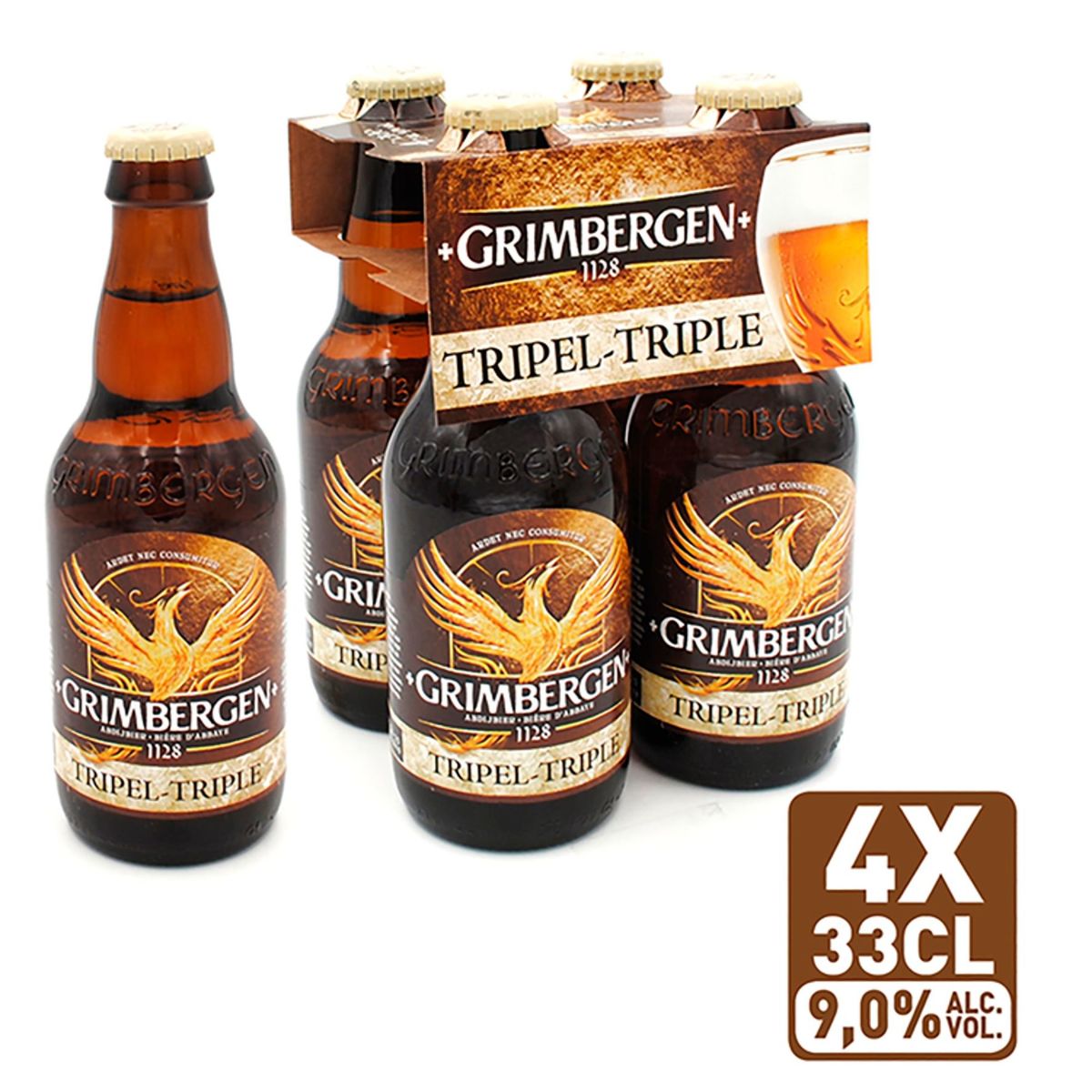 Grimbergen Bière d'abbeye Triple 9% ALC Bouteille 4x33cl