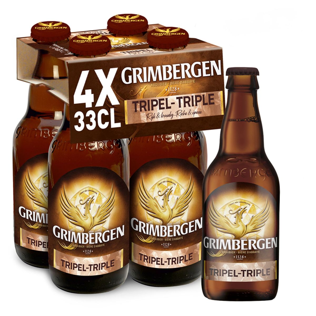 Grimbergen Bière d'abbeye Tripel 9% ALC 4 x 33 cl Bouteille