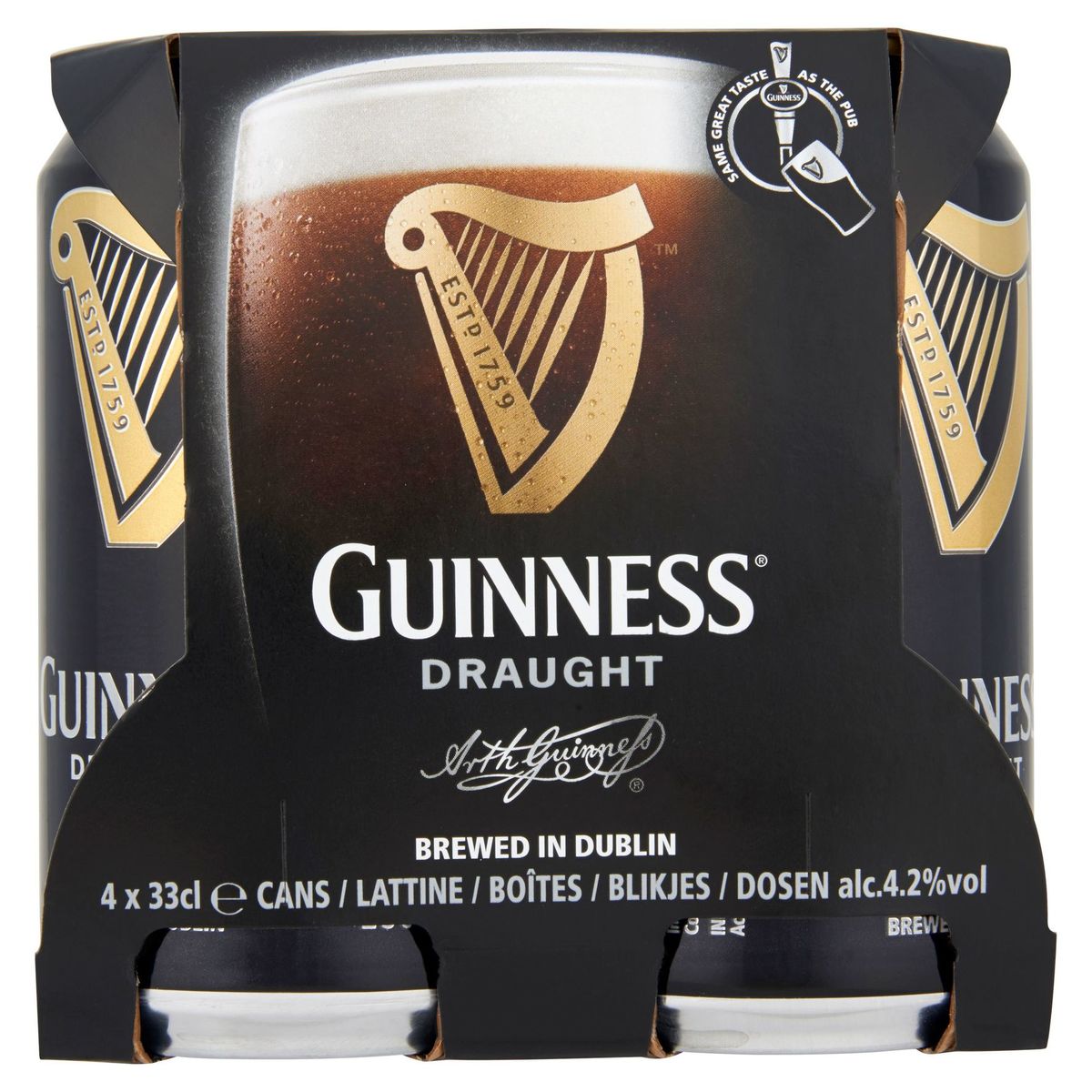 Guinness Draught Blikjes 4 x 33 cl