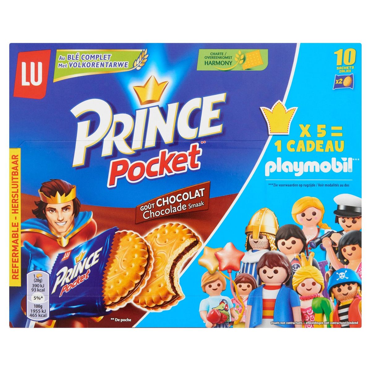 LU Prince Pocket Koekjes Chocolade Smaak 10 zakjes 400 g
