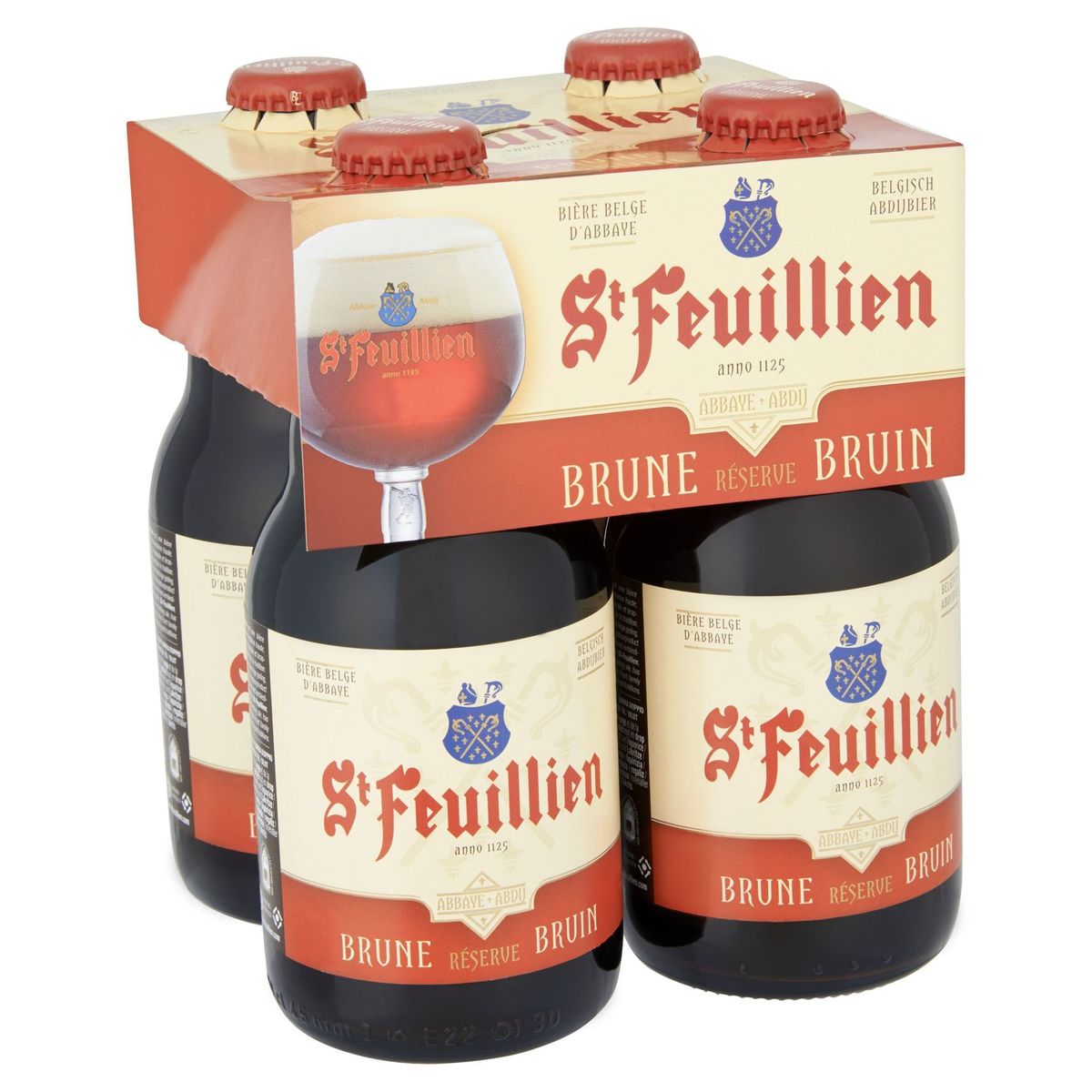 St Feuillien Bière Belge d'Abbaye Brune Réserve Bouteilles 4 x 33 cl
