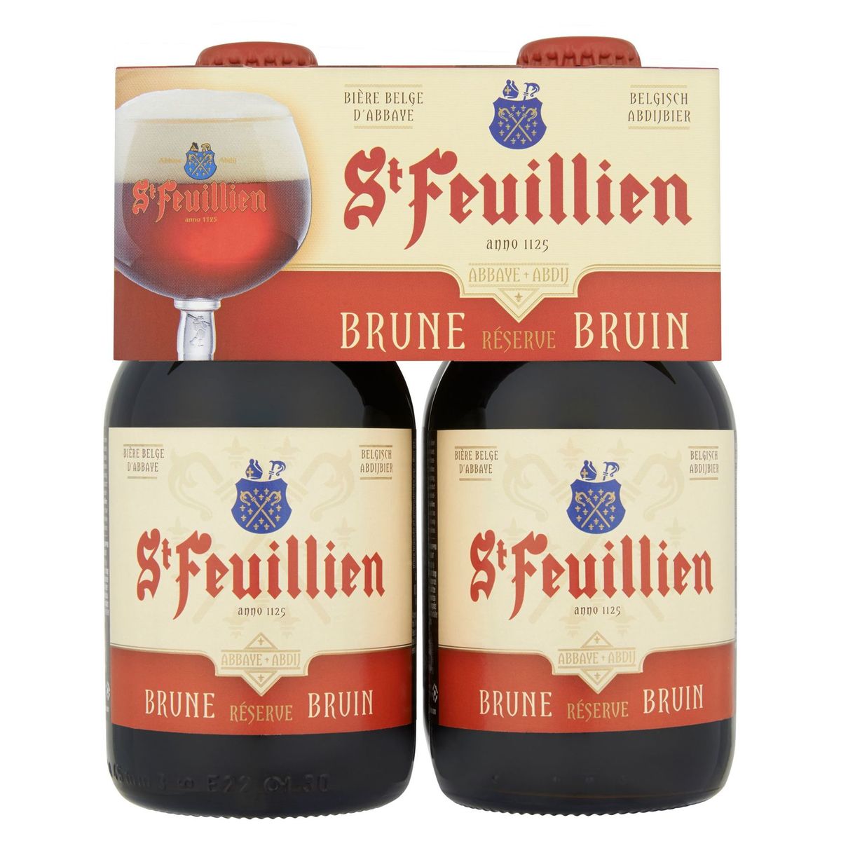 St Feuillien Bière Belge d'Abbaye Brune Réserve Bouteilles 4 x 33 cl