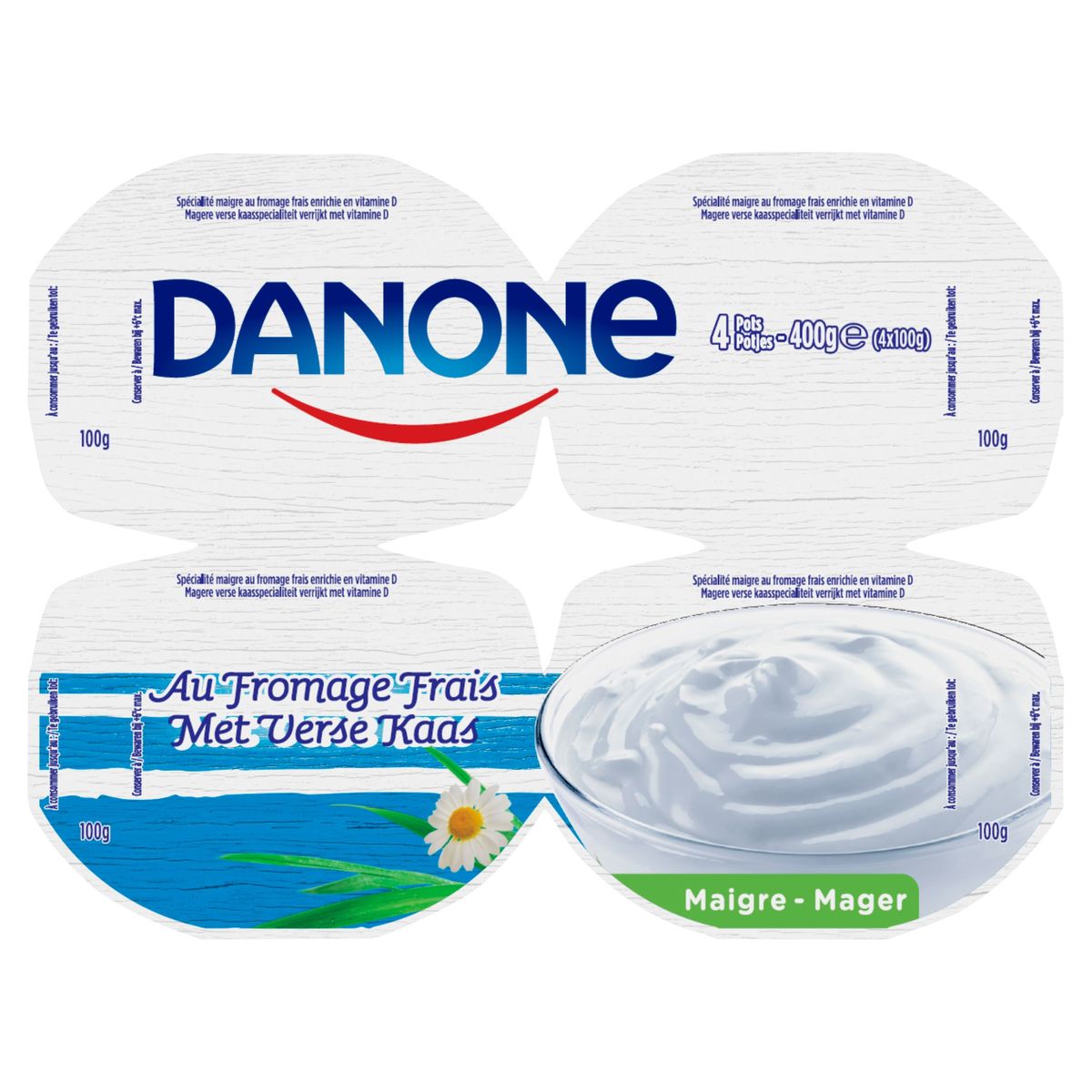 Danone Fromage Frais Nature Maigre  4 x 100 g