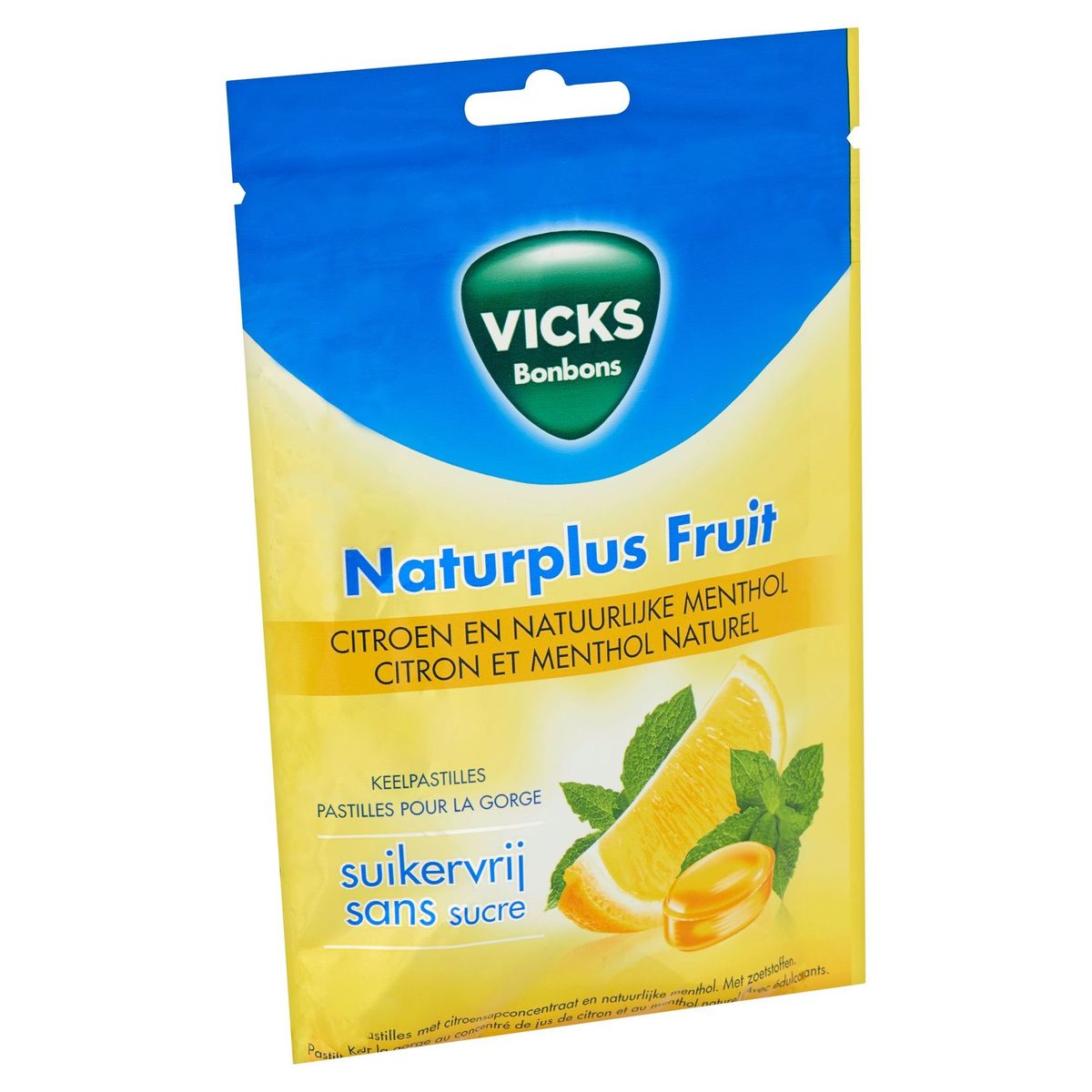 Vicks Bonbons Naturplus Fruit Citroen en Natuurlijke Menthol 72 g