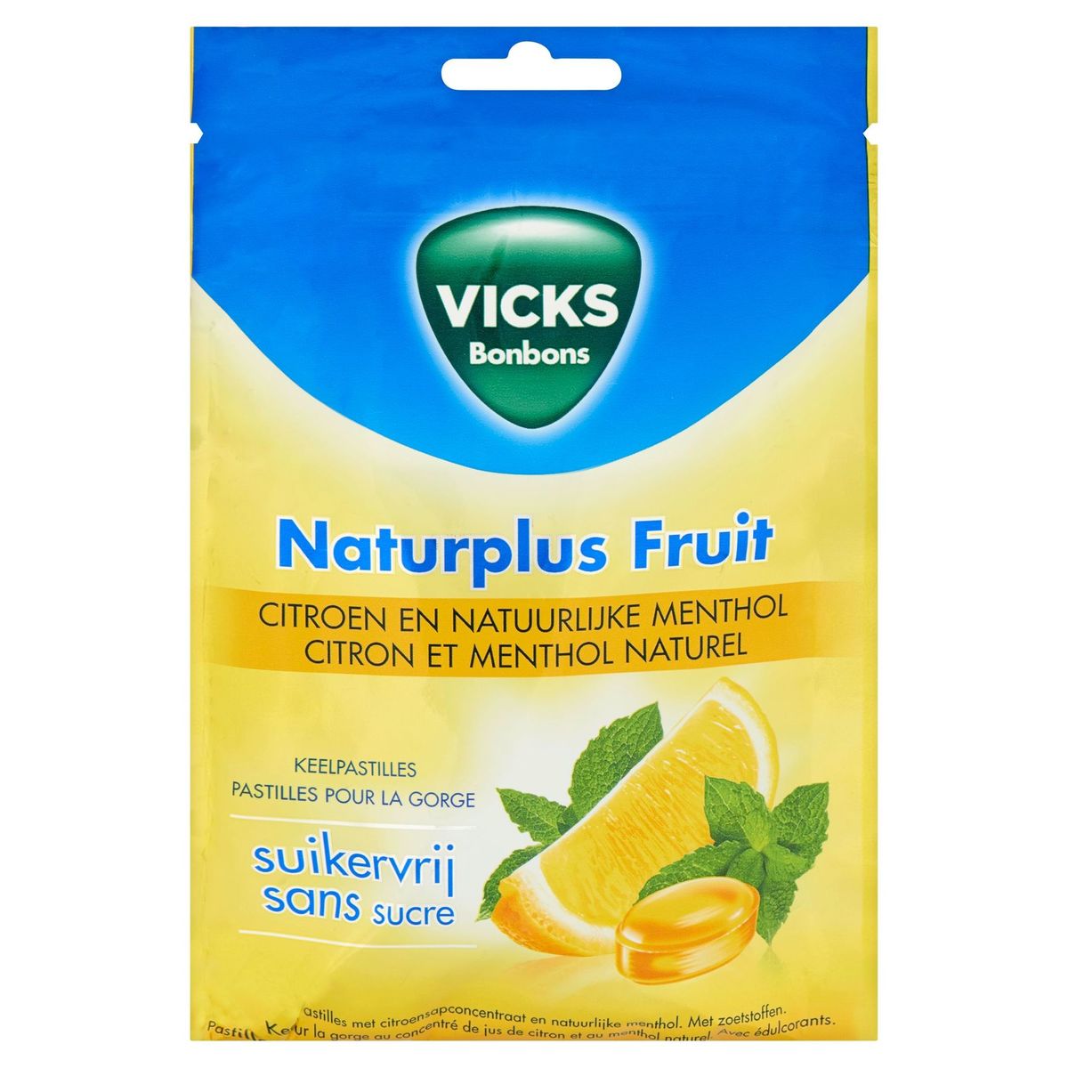 Vicks Bonbons Naturplus Fruit Citron et Menthol Naturel 72 g