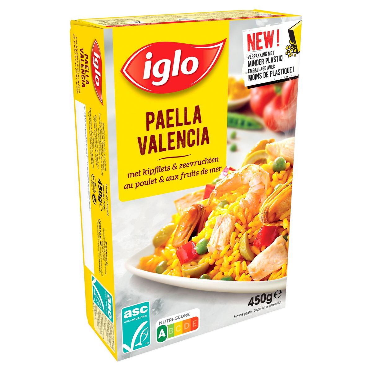 Iglo Paella Valencia au poulet & aux crevettes 450 g