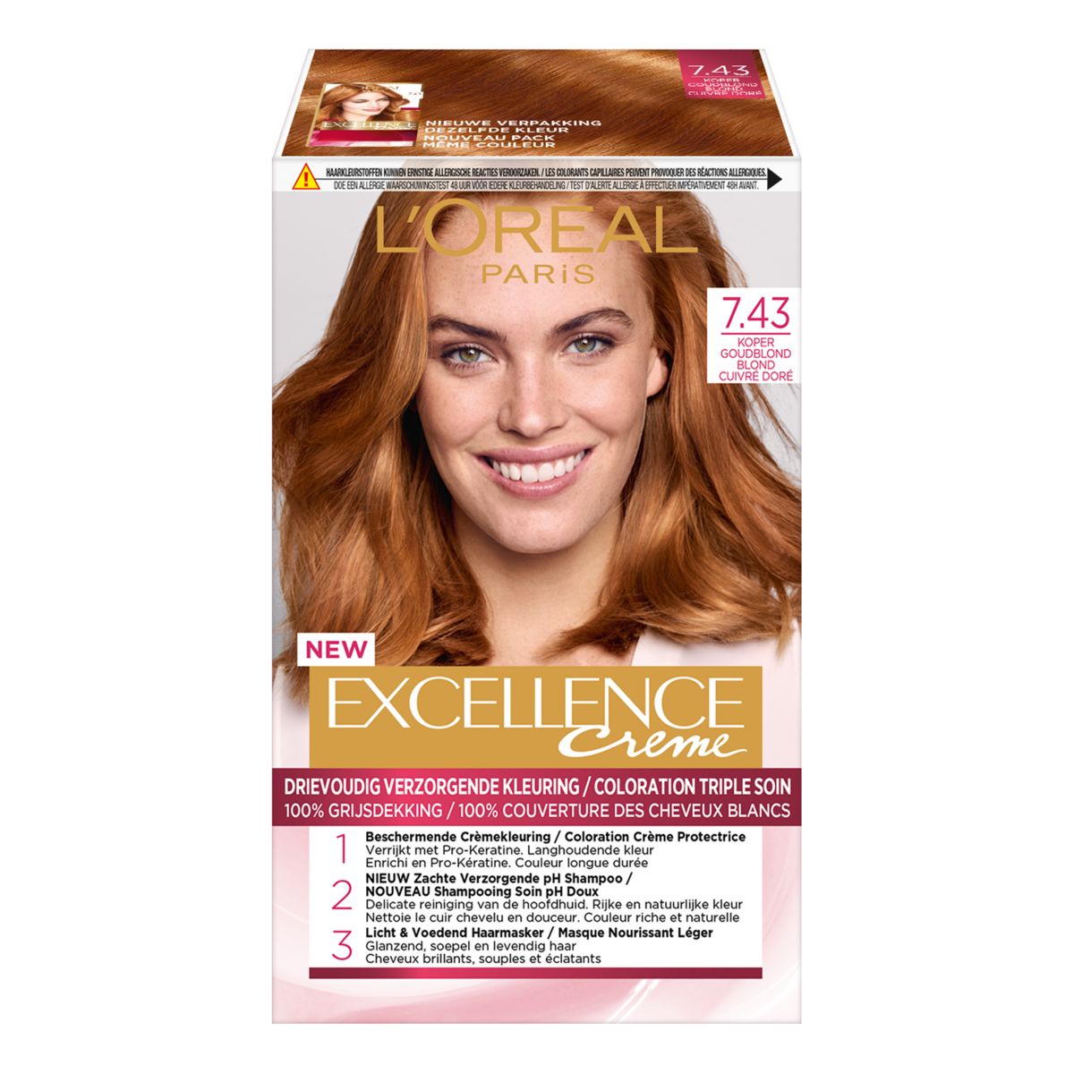 L'Oréal Paris Excellence Crème 7.43 Blond Cuivré Doré Permanente