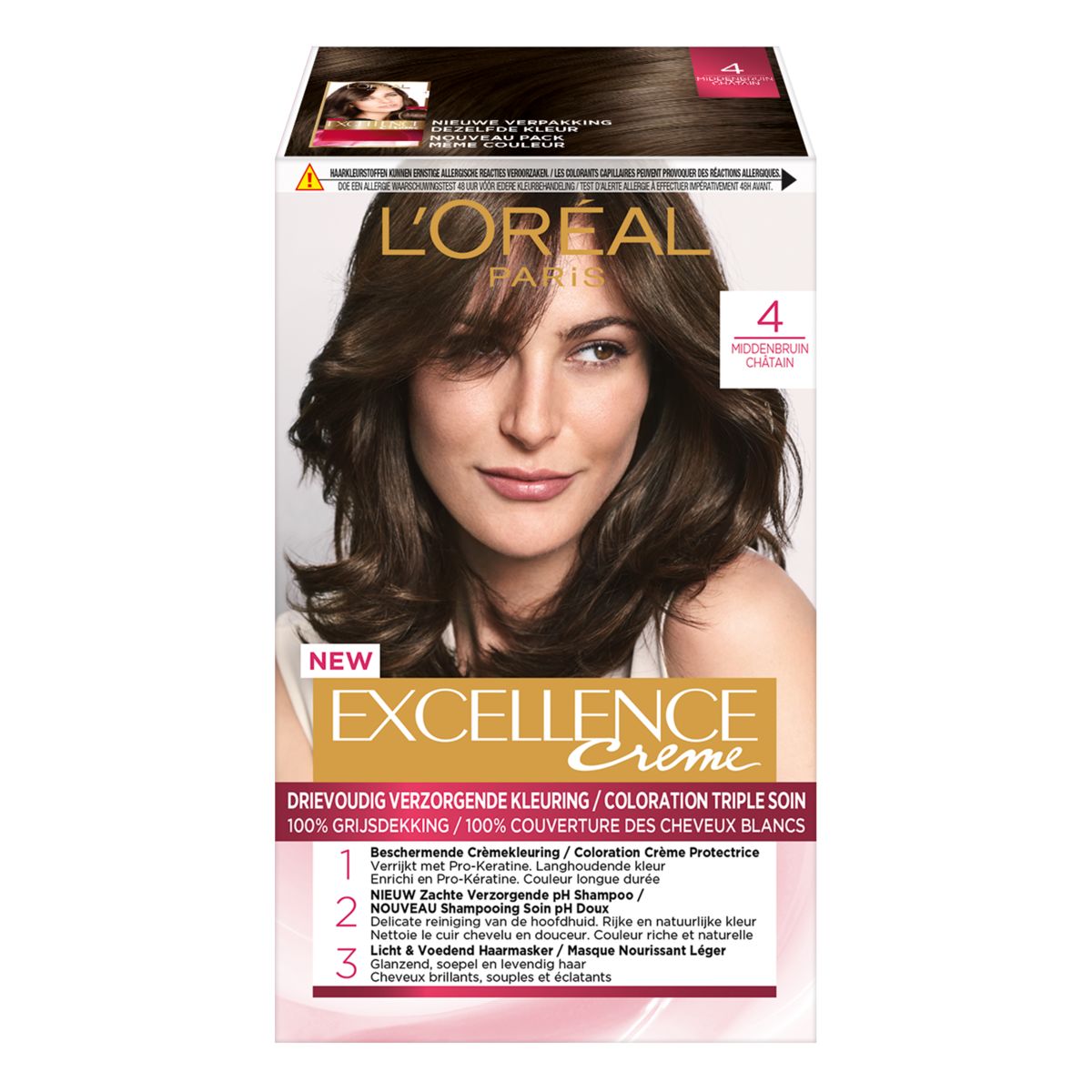 L'Oréal Paris Excellence Creme 4 Middenbruin Permanente Kleuring
