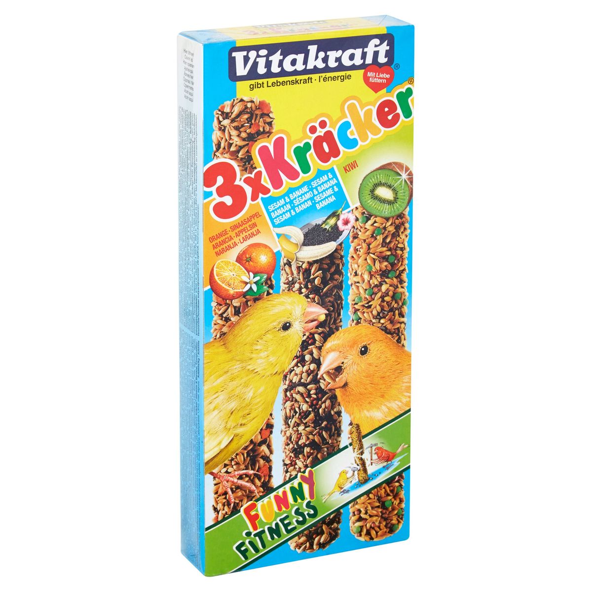 Vitakraft 3 x Crackers kanarien Sinaasappel, Sesam & Banaan, Kiwi 90 g