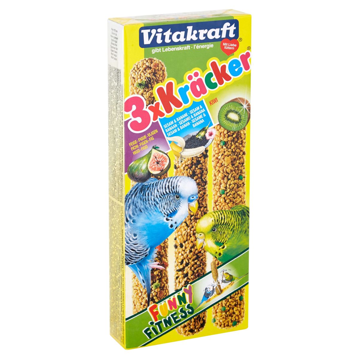 Vitakraft 3x Crackers Vijgen, Sesam & banaan, Kiwi voor parkieten 90 g