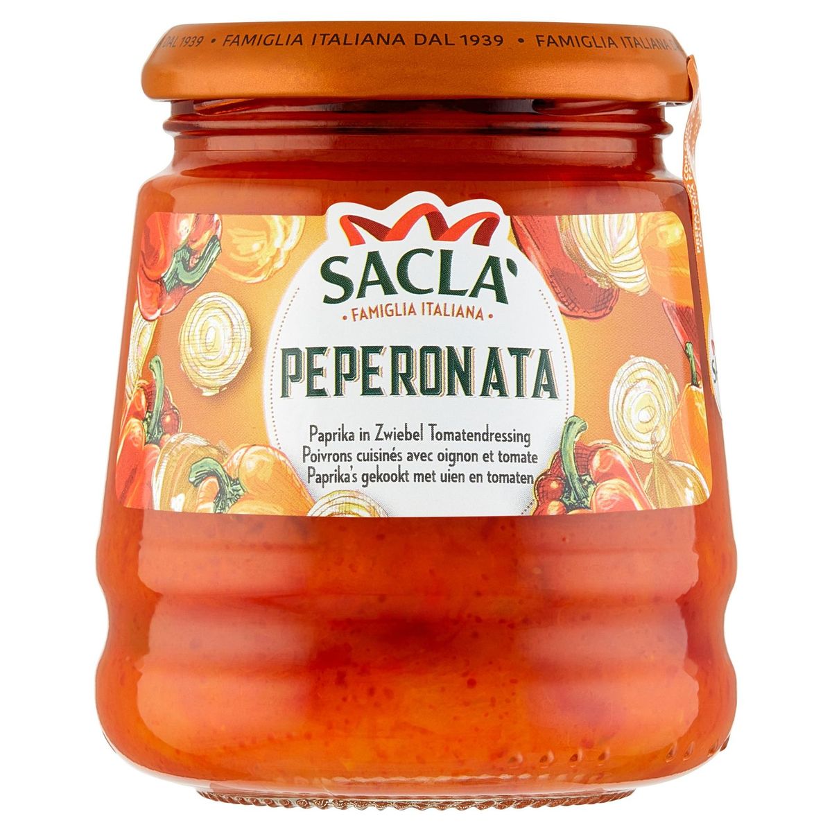 Sacla Peperonata Paprika's Gekookt met Uien en Tomaten 290 g
