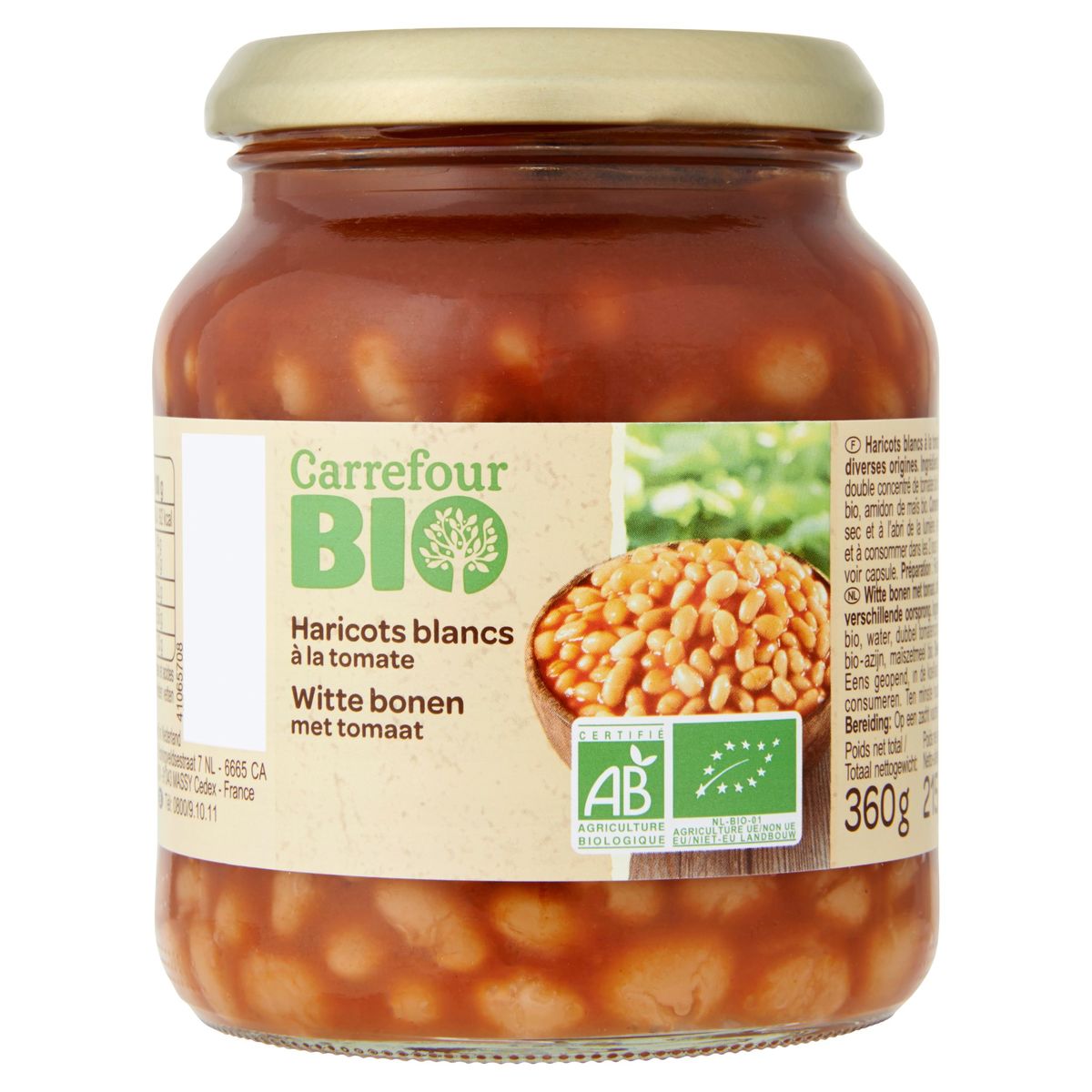 Carrefour Bio Haricots Blancs à la Tomate 360 g