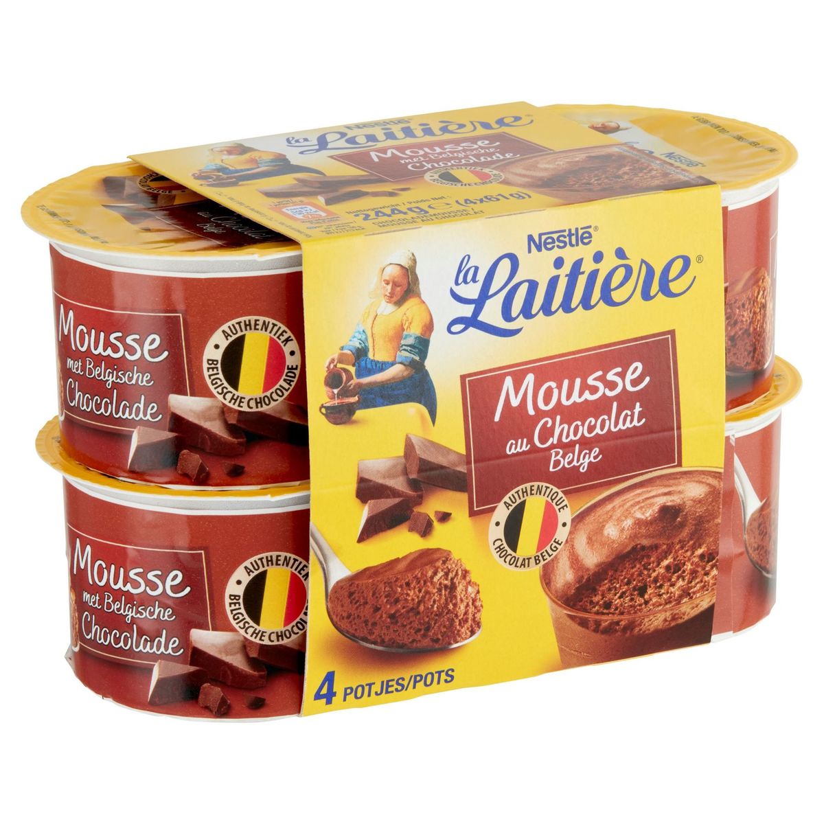 La Laitière Mousse met Belgische Chocolade 4 x 61 g