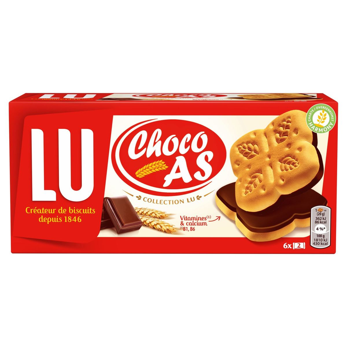 LU Choco As Chocolade Koeken Pocket 240 g