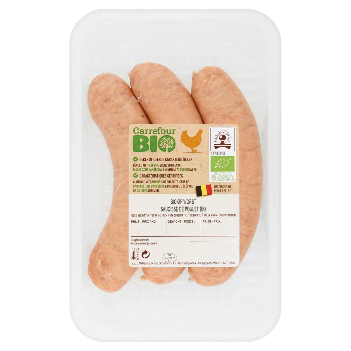 Carrefour Bio Saucisse de Poulet Bio