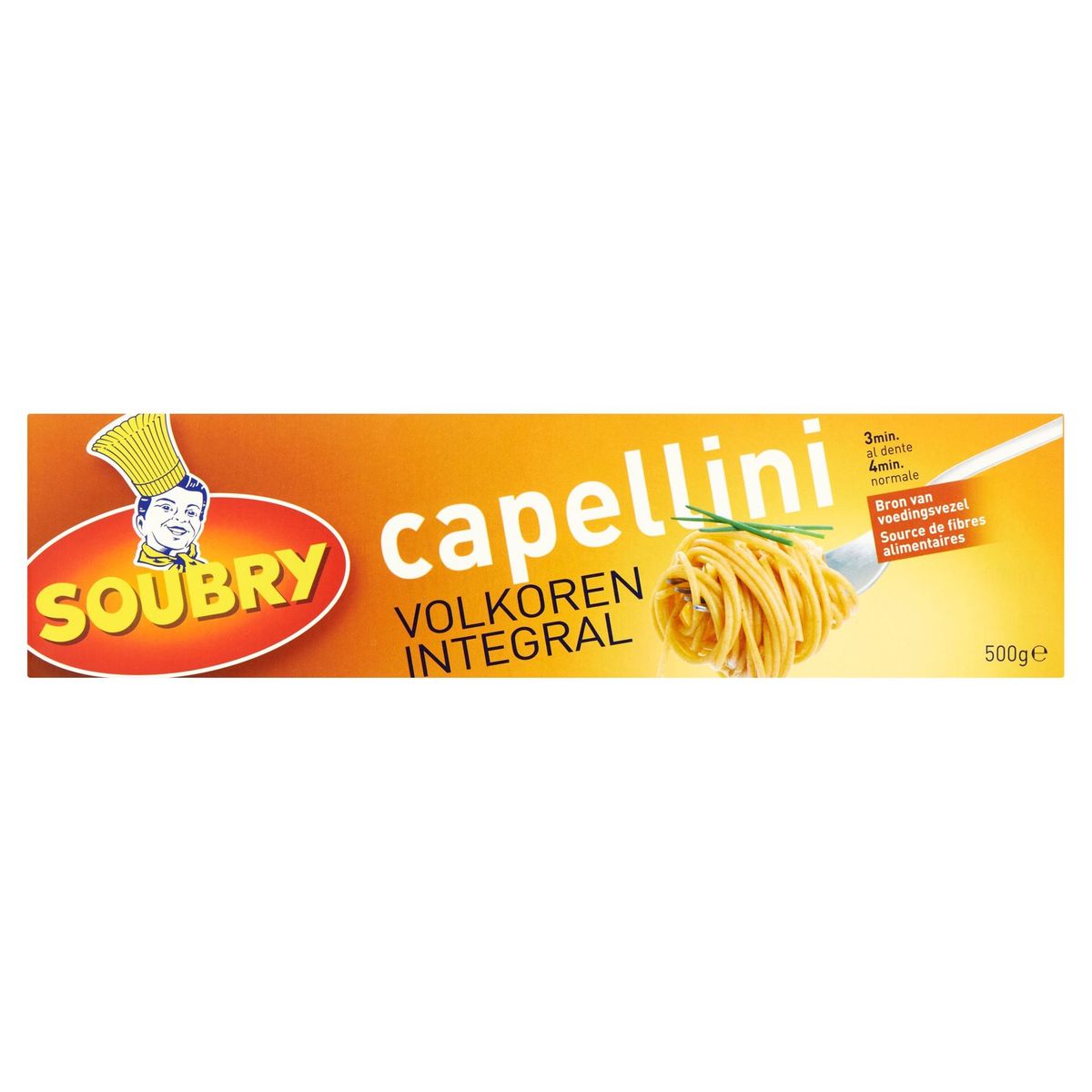 Soubry Pâtes Capellini Intégral 500g