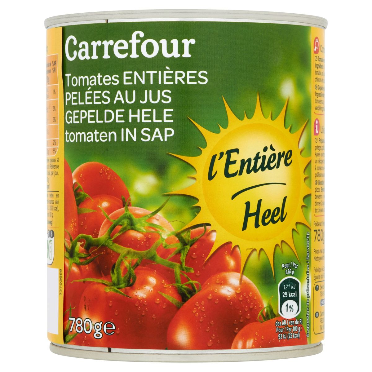 Carrefour Gepelde Hele Tomaten in Sap 780 g