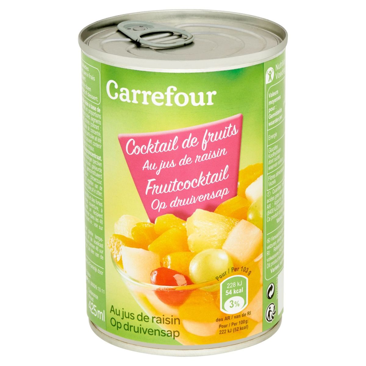 Carrefour Fruitcocktail op Druivensap 412 g