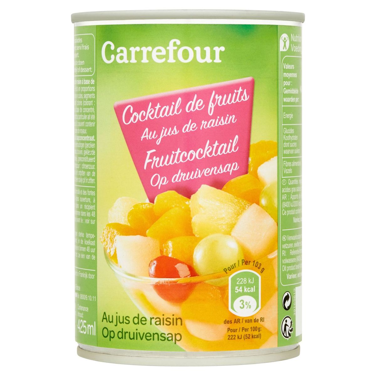 Carrefour Fruitcocktail op Druivensap 412 g