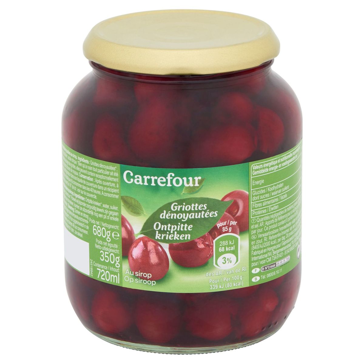 Carrefour Griottes Dénoyautées au Sirop 680 g
