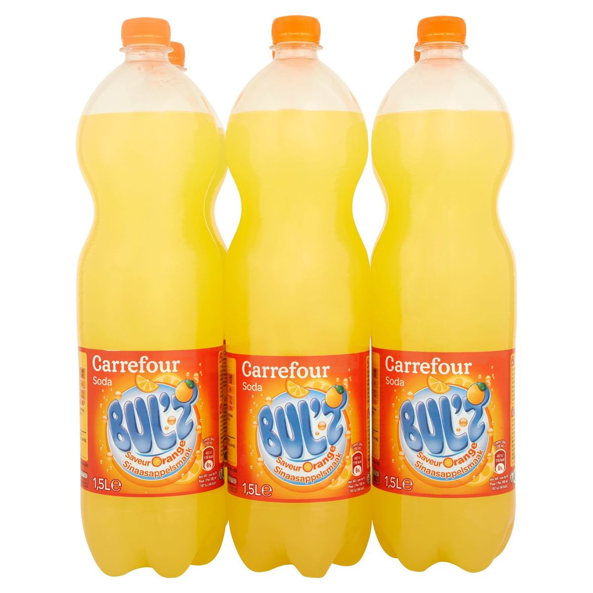 Carrefour Bul'z Soda Sinaasappelsmaak 6 x 1.5 L