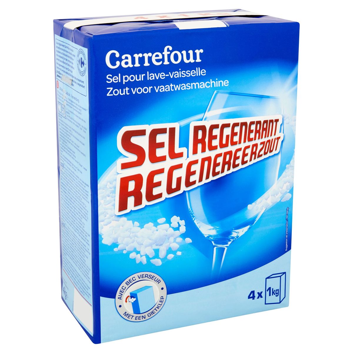 Carrefour Regenereerzout Zout voor Vaatwasmachine 4 x 1 kg