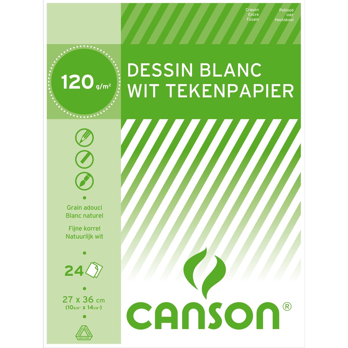 Canson Bloc Dessin 24 feuilles 120g/m² - Blanc