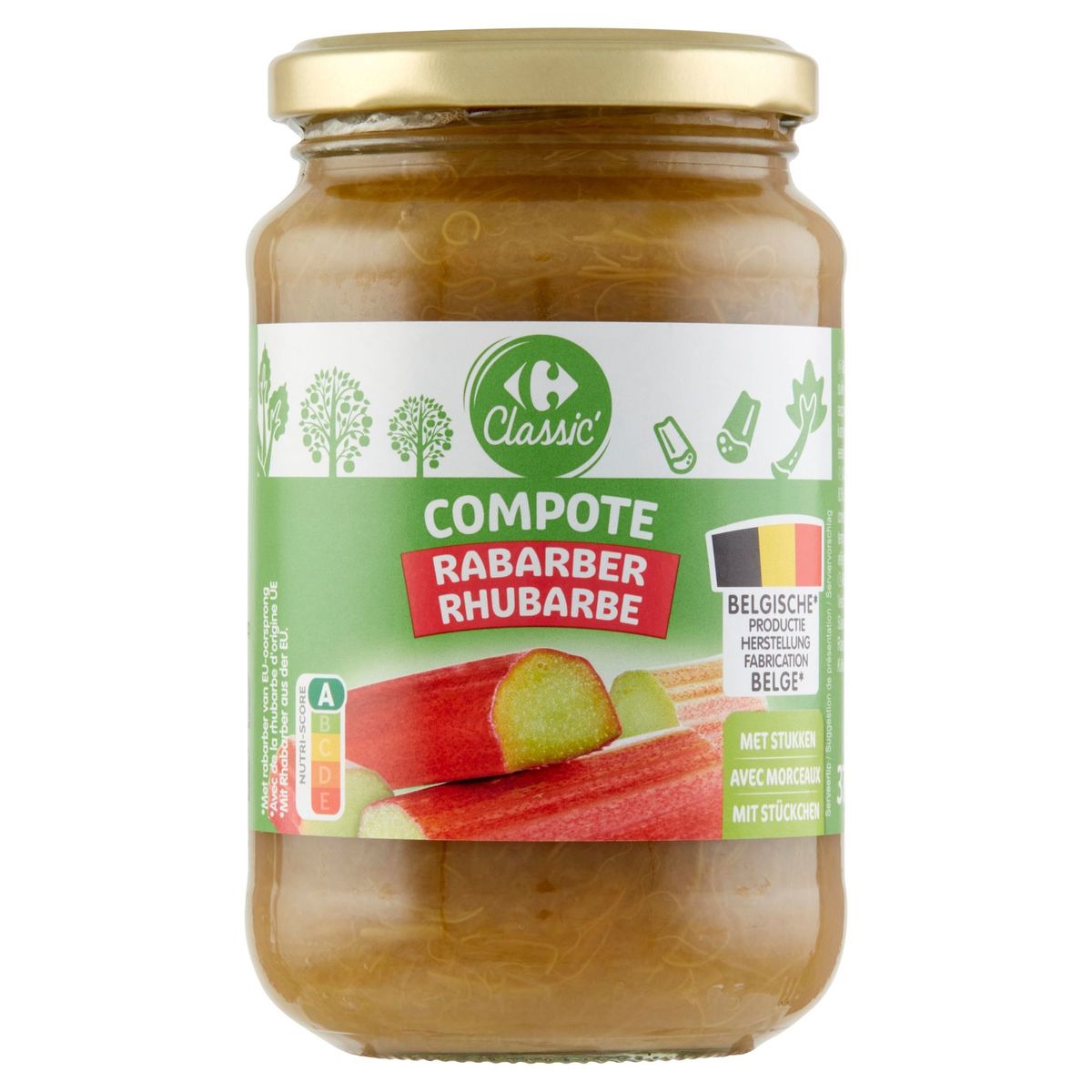 Carrefour Classic' Compote Rabarber met Stukken 370 g