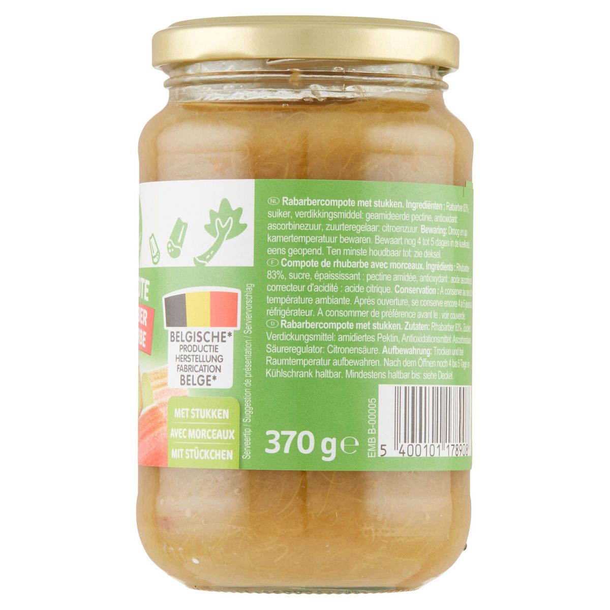Carrefour Classic' Compote Rabarber met Stukken 370 g