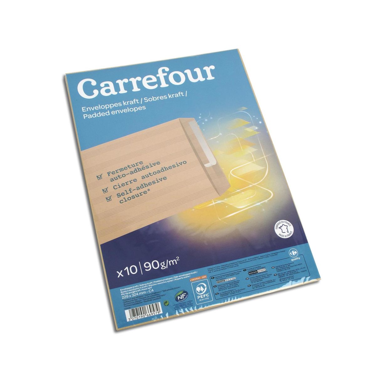 Carrefour 10 enveloppes 229x324 mm kraft