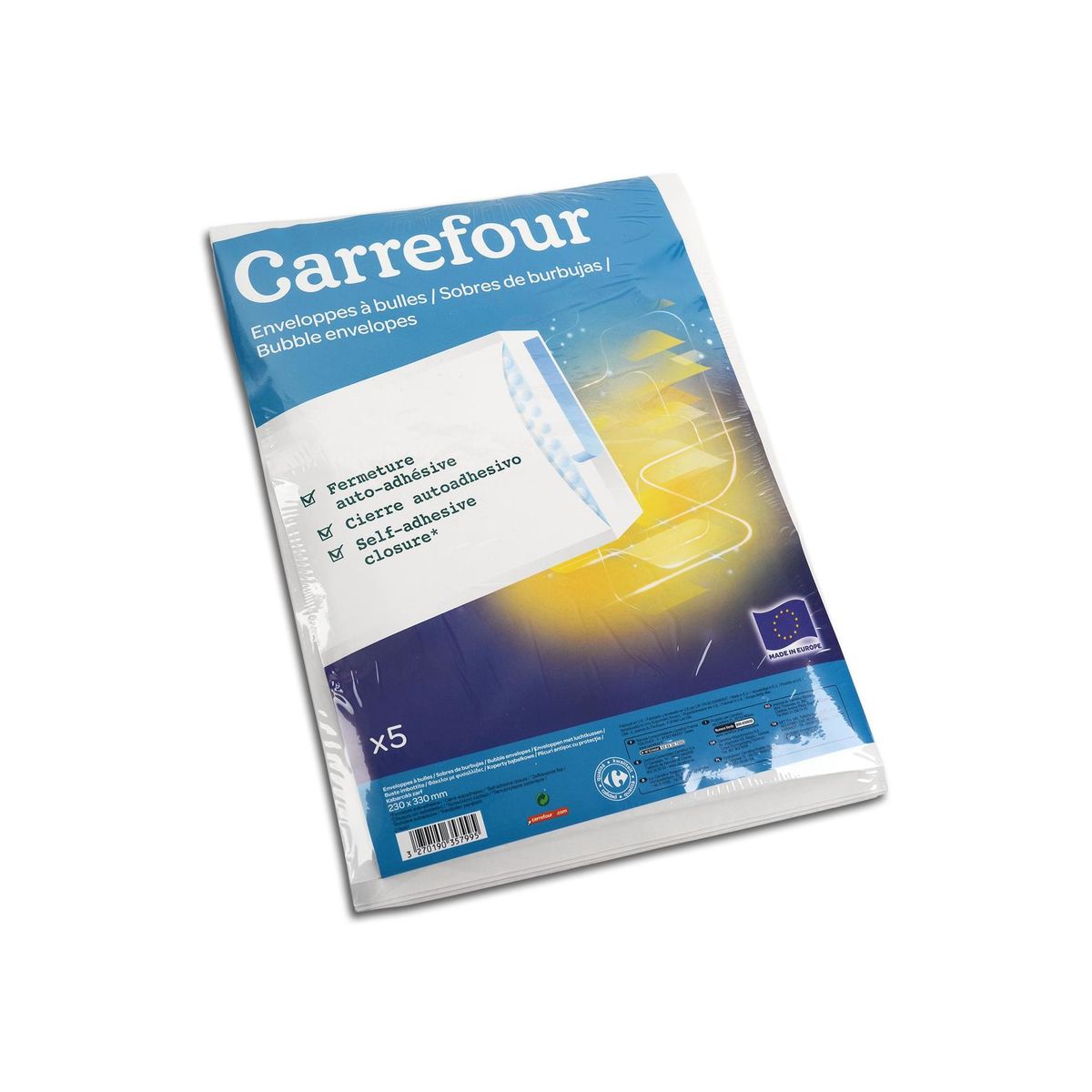 Carrefour 5 enveloppes bulles 230x330mm - Blanc