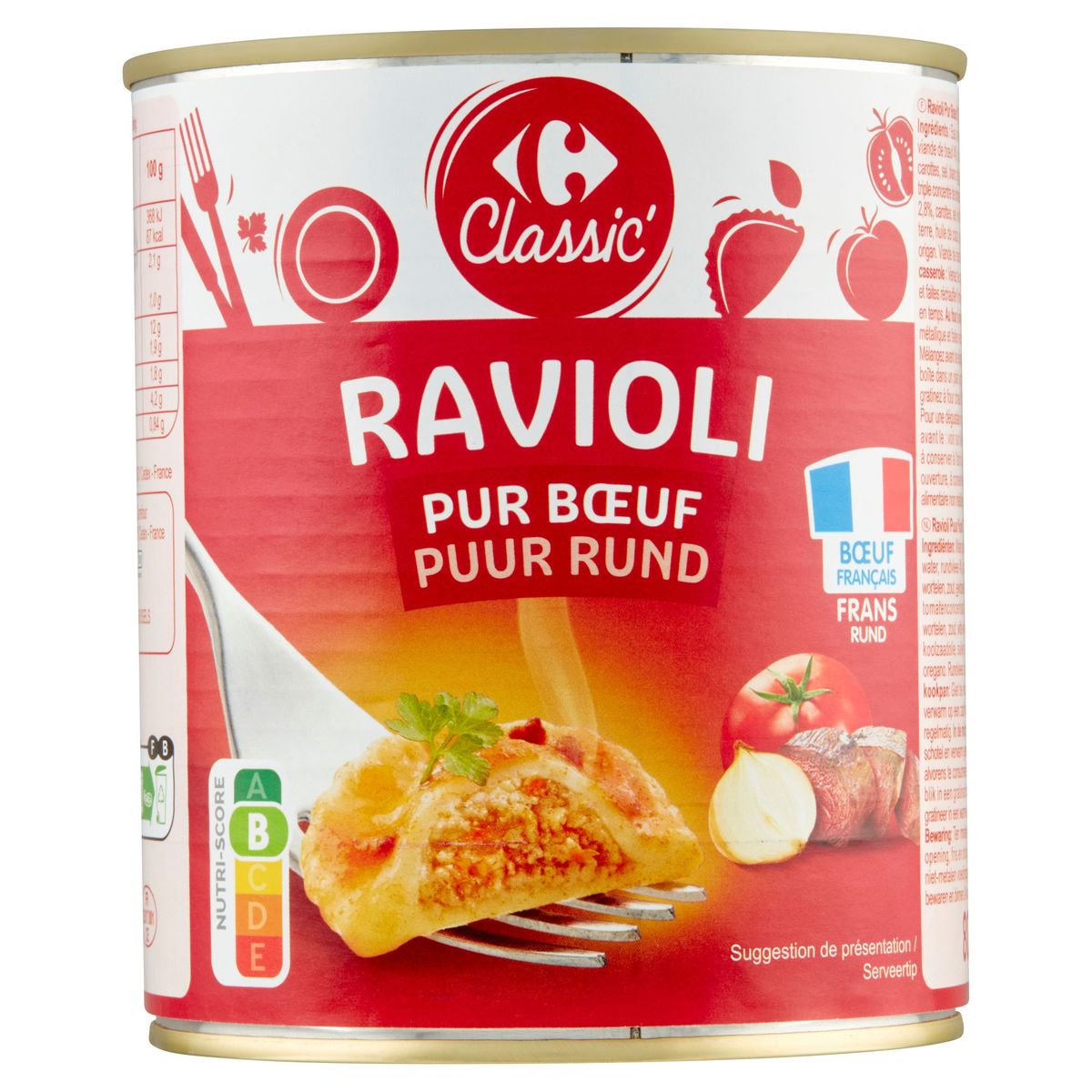 Carrefour Classic' Ravioli Puur Rund 800 g