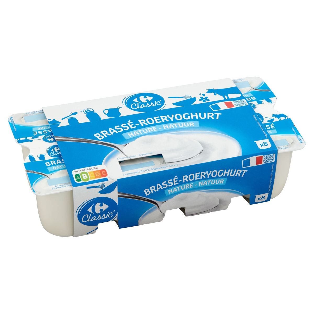 Carrefour Yoghurt Natuur Roer 8 x 125 g