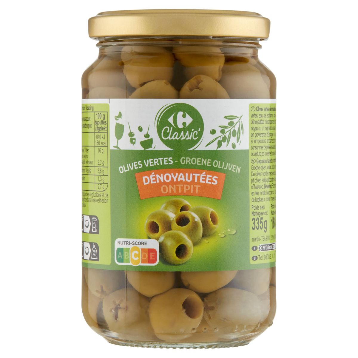 Carrefour Classic' Olives Vertes Dénoyautées 335 g