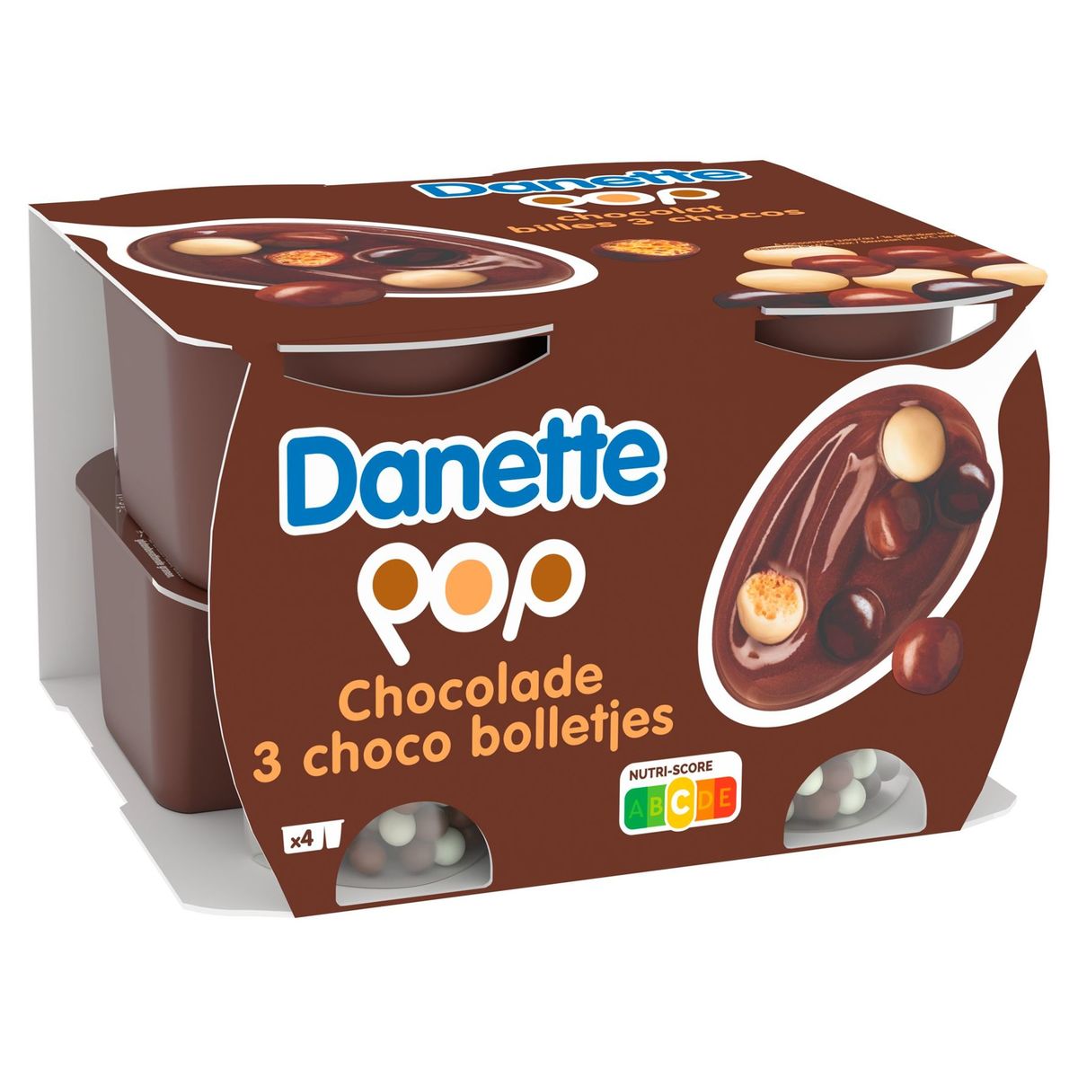 Danette Pop Dessert Crème Chocolade & 3 Choco Bolletjes 4 x 117 g