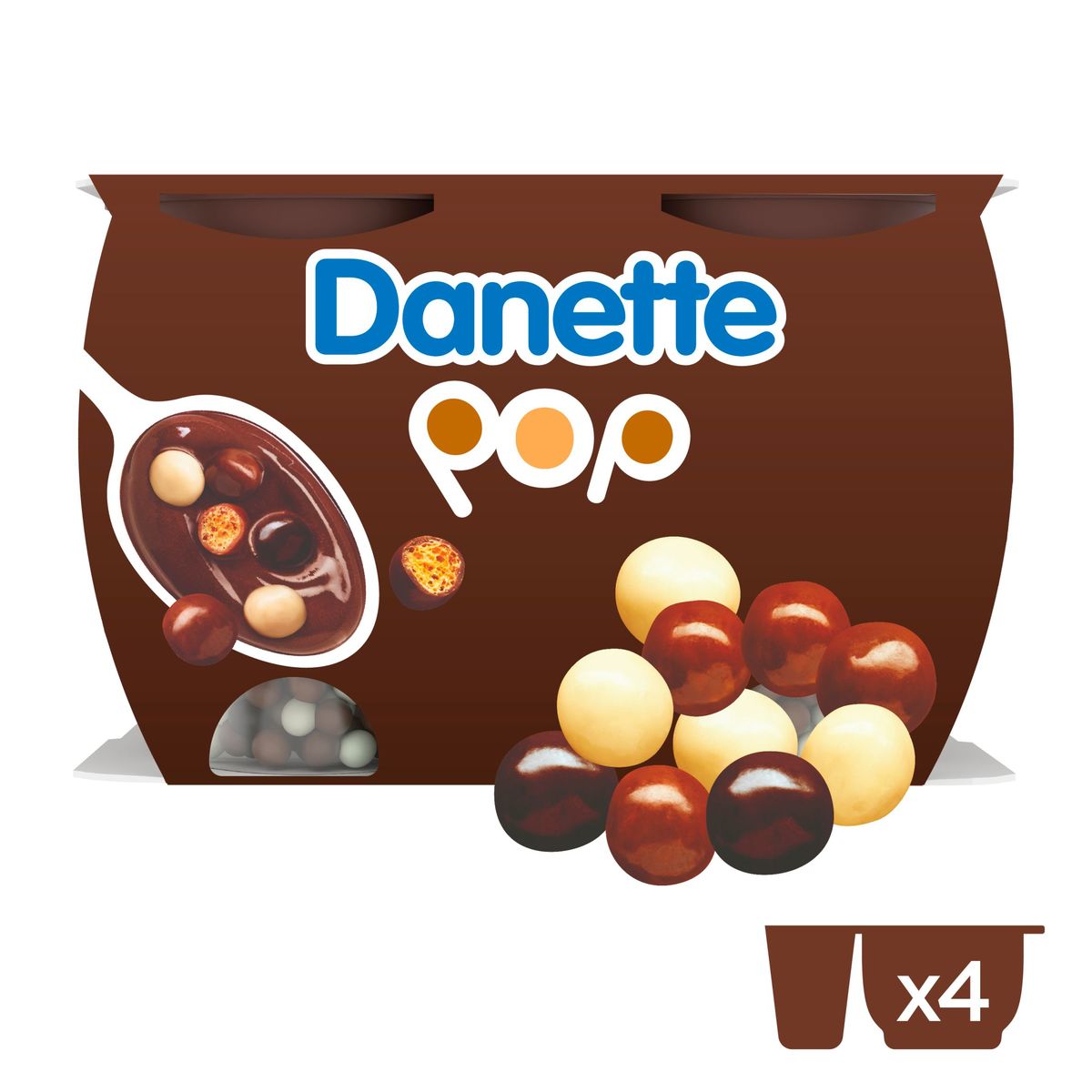 Danette, Dessert, Crème, Chocolat-Vanille, 4 x 125 gr