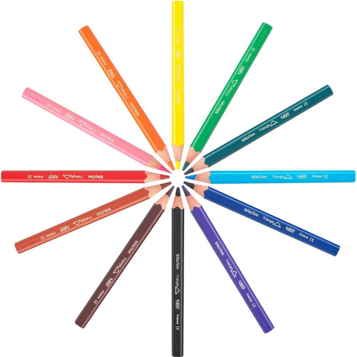 Bic Kids 12 Crayons de Couleurs Evolution ECOlutions Triangulaire 2+