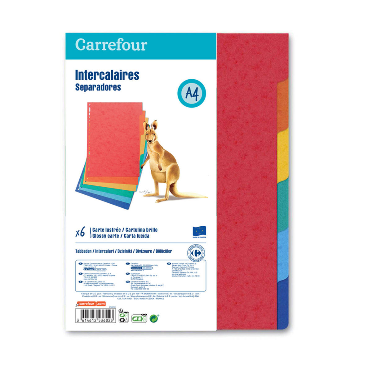 Carrefour 6 Intercalaires A4 - Multicolore