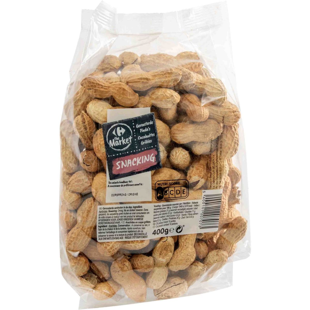 Carrefour The Market Snacking Geroosterde Pinda's 400 g
